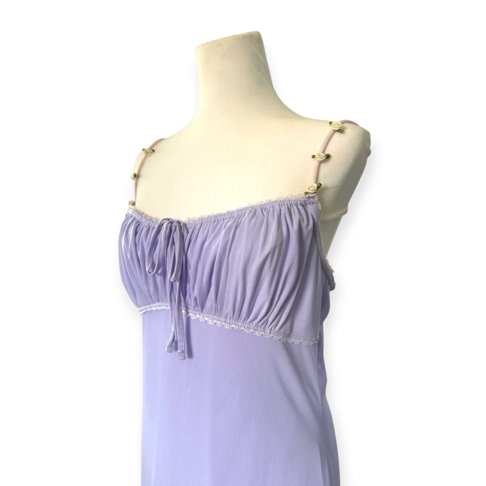 NWT UO Micro Lilac Lavender Purple Mesh Mini Fairy Dress Asymmetrical Hem XL Y2K - Picture 3 of 7